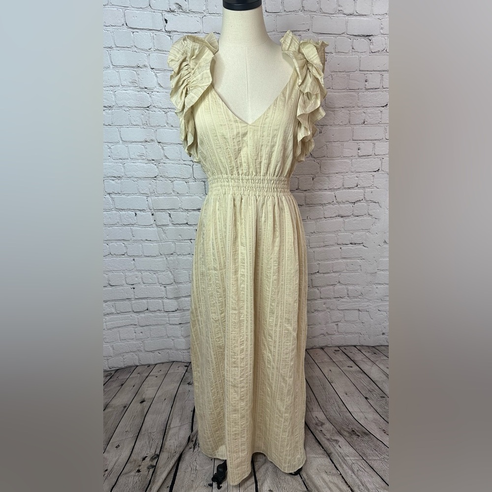 Anthropologie Mare Mare Smocked Flutter-Sleeve Maxi Dress Size Small